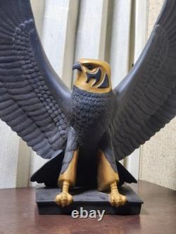 RARE-Franklin Mint Falcon of The Nile Black Porcelain Statue Egypt Gold VTG 24KT