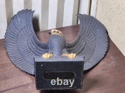 RARE-Franklin Mint Falcon of The Nile Black Porcelain Statue Egypt Gold VTG 24KT