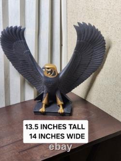 RARE-Franklin Mint Falcon of The Nile Black Porcelain Statue Egypt Gold VTG 24KT