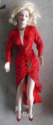 RARE Franklin Mint Porcelain Marilyn Monroe in Red Dress Prototype Doll 19 Tall