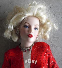 RARE Franklin Mint Porcelain Marilyn Monroe in Red Dress Prototype Doll 19 Tall