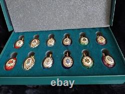 RARE Set 12 House Of Faberge Franklin Mint Porcelain Christmas Egg Ornaments 24K