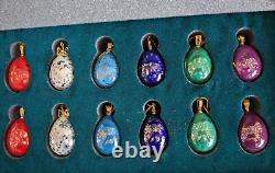 RARE Set 12 House Of Faberge Franklin Mint Porcelain Christmas Egg Ornaments 24K