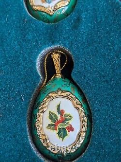 RARE Set 12 House Of Faberge Franklin Mint Porcelain Christmas Egg Ornaments 24K