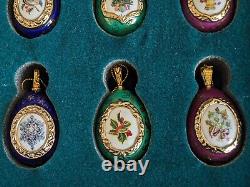RARE Set 12 House Of Faberge Franklin Mint Porcelain Christmas Egg Ornaments 24K