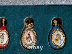 RARE Set 12 House Of Faberge Franklin Mint Porcelain Christmas Egg Ornaments 24K