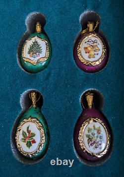 RARE Set 12 House Of Faberge Franklin Mint Porcelain Christmas Egg Ornaments 24K