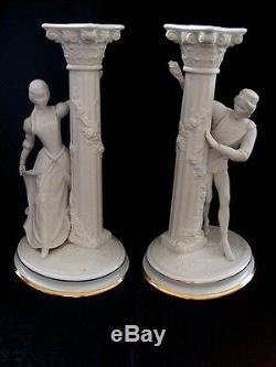 ROMEO AND JULIET FRANKLIN MINT Figures Candelstics Bisque Porcelain