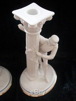 ROMEO AND JULIET FRANKLIN MINT Figures Candelstics Bisque Porcelain