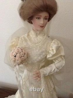 Rare 1988 Franklin Mint Victorian Bride Gibson Doll 23 green eyes Porcelain COA