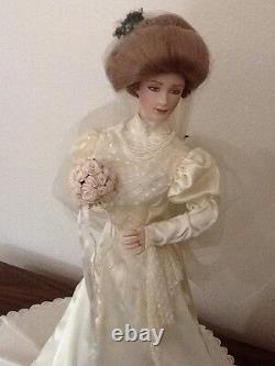 Rare 1988 Franklin Mint Victorian Bride Gibson Doll 23 green eyes Porcelain COA