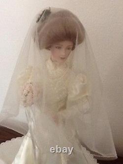 Rare 1988 Franklin Mint Victorian Bride Gibson Doll 23 green eyes Porcelain COA