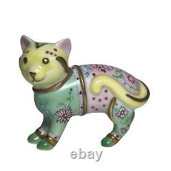Rare FAMILLE ROSE Cat The Curio Cat Collection by Franklin Mint W Pamphlet
