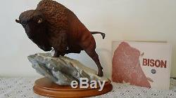 Rare Franklin Mint 1989 NWF Bison, Hand Painted Porcelain Sculpture