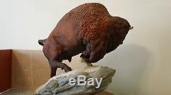 Rare Franklin Mint 1989 NWF Bison, Hand Painted Porcelain Sculpture