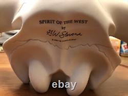 Rare Franklin Mint Bison Skull Spirit of the West Porcelain Wall Sculpture Wood