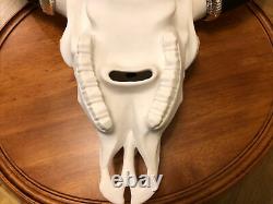 Rare Franklin Mint Bison Skull Spirit of the West Porcelain Wall Sculpture Wood