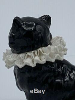 Rare Franklin Mint Curio Cabinet Cat Collection 1988 Black Porcelain Lace