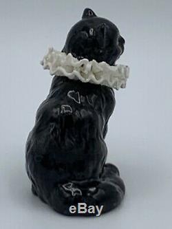 Rare Franklin Mint Curio Cabinet Cat Collection 1988 Black Porcelain Lace