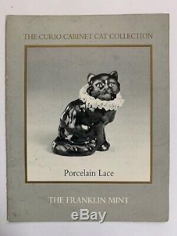 Rare Franklin Mint Curio Cabinet Cat Collection 1988 Black Porcelain Lace