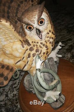 Rare! Franklin Mint The Eagle Owl Large Porcelain Figurine By George Mcmonigle