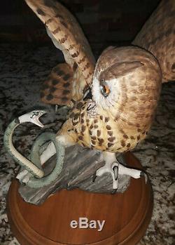 Rare! Franklin Mint The Eagle Owl Large Porcelain Figurine By George Mcmonigle