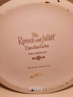 Rare Mint Cond. Pair Romeo and Juliet Franklin Mint Candlesticks 1986