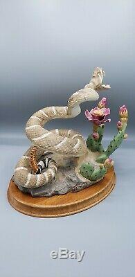 Rare Realistic Porcelain Rattlesnake 10H Figurine Snake Franklin Mint Taxidermy