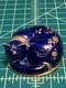 Rare Vintage Franklin Mint Blue And Gold Limoges Cat Figurine Collectible NYC