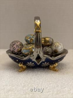 Rare Vintage Franklin Mint Fabergé Winter Egg Basket With Eggs -Excellent Shape