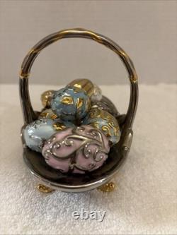 Rare Vintage Franklin Mint Fabergé Winter Egg Basket With Eggs -Excellent Shape