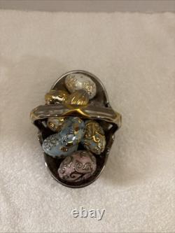 Rare Vintage Franklin Mint Fabergé Winter Egg Basket With Eggs -Excellent Shape