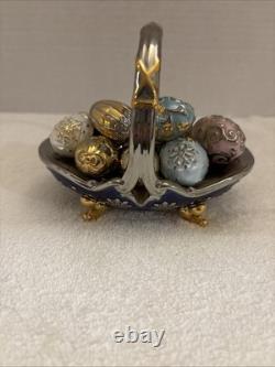 Rare Vintage Franklin Mint Fabergé Winter Egg Basket With Eggs -Excellent Shape