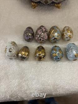 Rare Vintage Franklin Mint Fabergé Winter Egg Basket With Eggs -Excellent Shape