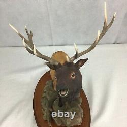 Rocky Mountain Elk Figurine Porcelain 1986 Franklin Mint Statue Wildlife withbase