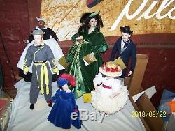 SET OF 6 FRANKLIN MINT HEIRLOOM GONE WITH THE WIND PORCELAIN DOLLS MINT With BOX