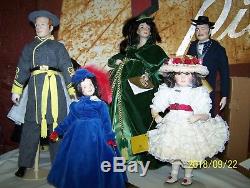 SET OF 6 FRANKLIN MINT HEIRLOOM GONE WITH THE WIND PORCELAIN DOLLS MINT With BOX