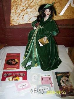 SET OF 6 FRANKLIN MINT HEIRLOOM GONE WITH THE WIND PORCELAIN DOLLS MINT With BOX