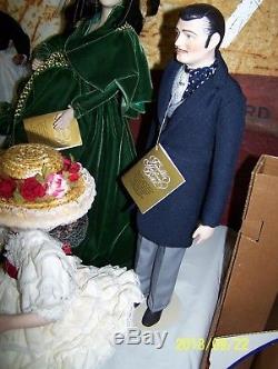 SET OF 6 FRANKLIN MINT HEIRLOOM GONE WITH THE WIND PORCELAIN DOLLS MINT With BOX