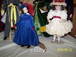 SET OF 6 FRANKLIN MINT HEIRLOOM GONE WITH THE WIND PORCELAIN DOLLS MINT With BOX