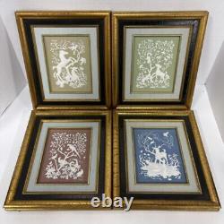 Set Of 4 Franklin Mint Framed Porcelain Natures Four Seasons Plaques 1977