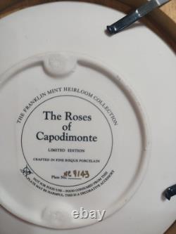Set Of 5 Roses Of Capodimonte Collection Plates- Franklin Mint Heritage