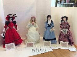 Set Of Franklin Heirloom Porcelain Little Women Dolls Jo Amy Meg Beth Preowned