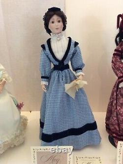 Set Of Franklin Heirloom Porcelain Little Women Dolls Jo Amy Meg Beth Preowned