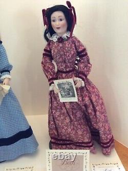 Set Of Franklin Heirloom Porcelain Little Women Dolls Jo Amy Meg Beth Preowned