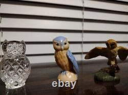 Set of 10 Franklin Mint Small Collectors Treasury Of Owls Lot Exc. Condition