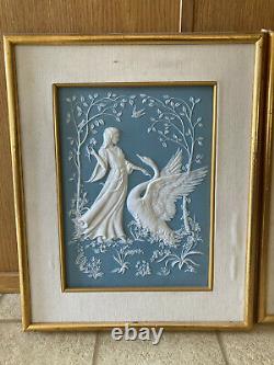 Set of 4 George McMonigle Franklin Mint Godess Parian Porcelain Incolay Wall Art