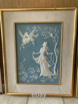 Set of 4 George McMonigle Franklin Mint Godess Parian Porcelain Incolay Wall Art
