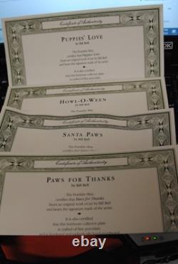 Set of 6 Franklin Mint Heirloom Collector Dog Plates by Bill Bell