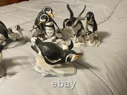 Six Franklin Mint Porcelain Peguins
